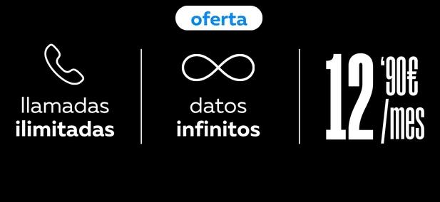 Oferta: llamadas ilimitadas, datos infinitos, 12,90€/mes